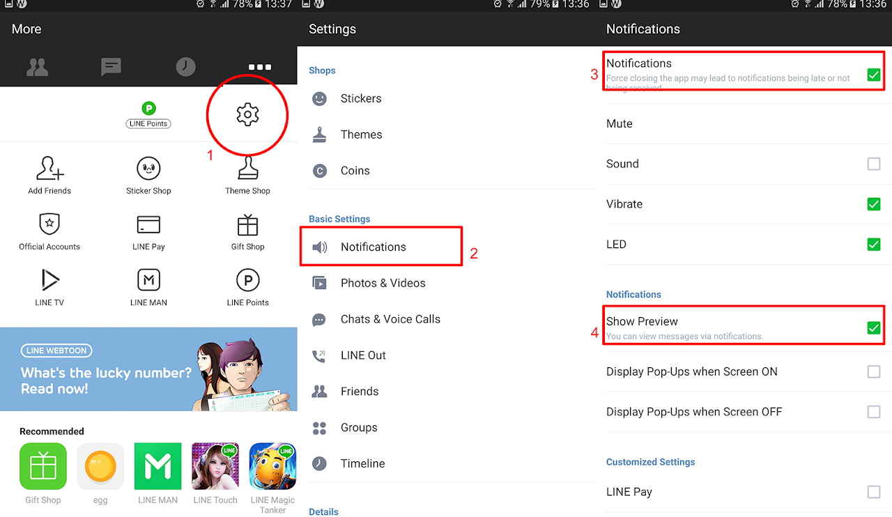 LINE Notifications Setting